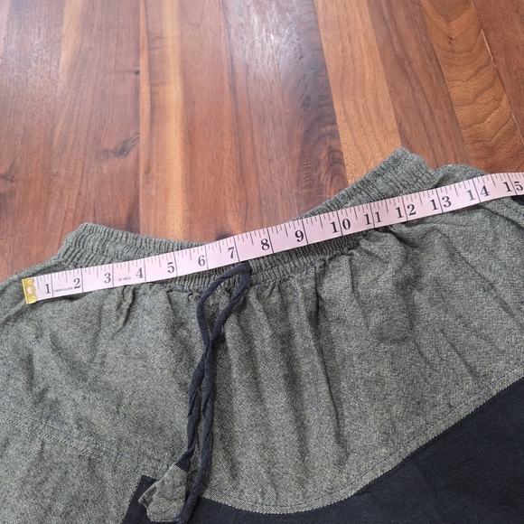 Bohemian Style Harem Pants Patchwork Design Elastic Waist With Drawstring. OS - Picture 9 of 9